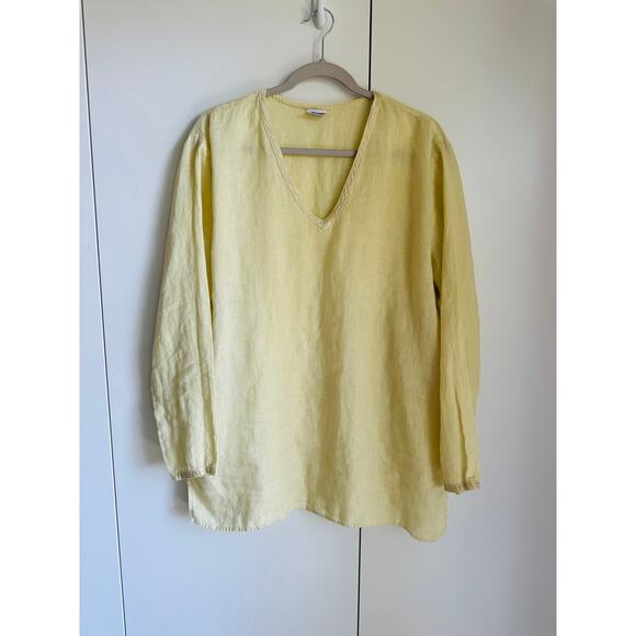 CP Shades Linen Tunic Top in Butter Yellow Size Large Beachy Loungwear - Picture 8 of 8